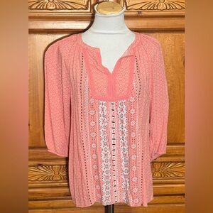 Crown & Ivy Coral Patterned Blouse